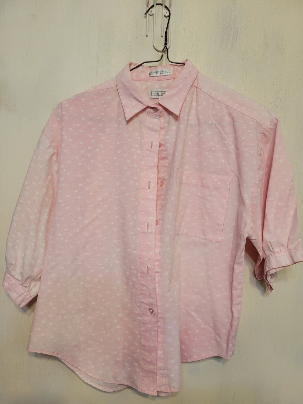 Vintage Retro Amy Barr PINK Blouse Size MEDIUM